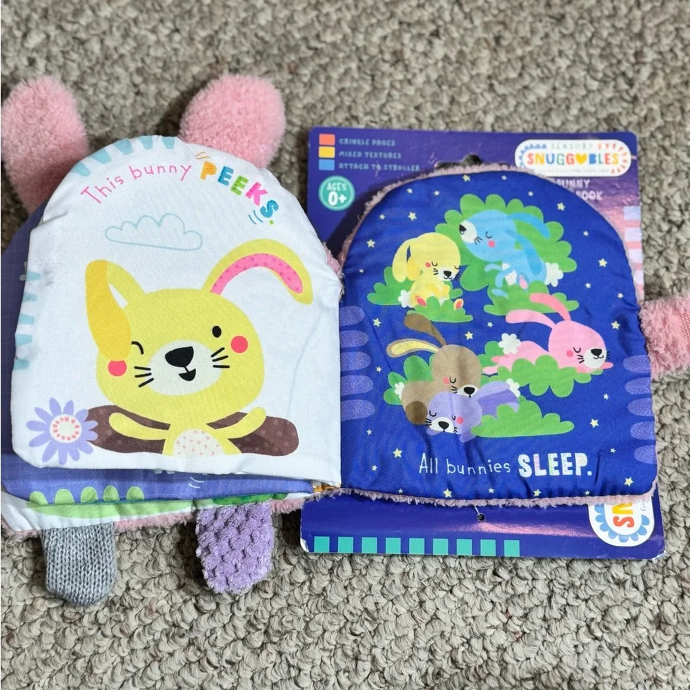 NWT Sensory Snuggables Pink Plush Bunny Soft Cover Books for Infants 0+ Months - Picture 4 of 5